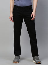 Genips Men's Black Cotton Stretch Rico Slim Fit Solid 5 Pocket Trouser